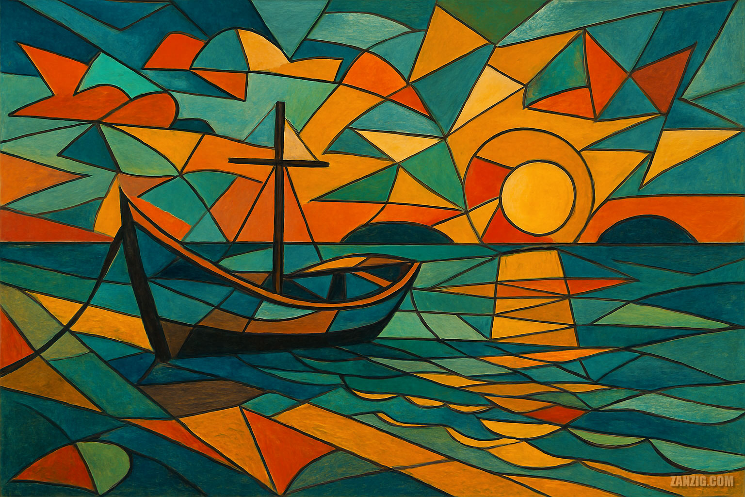 Re.cubismページ Sunset Painting, Cubism, 2025 – Zanzig.com Photo Hub